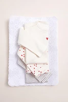 THREE-PACK OF ROUND NECK HEART BODYSUITS