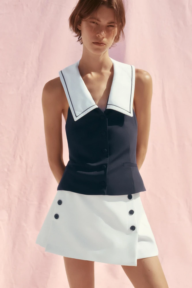 WELT DETAIL VEST TOP