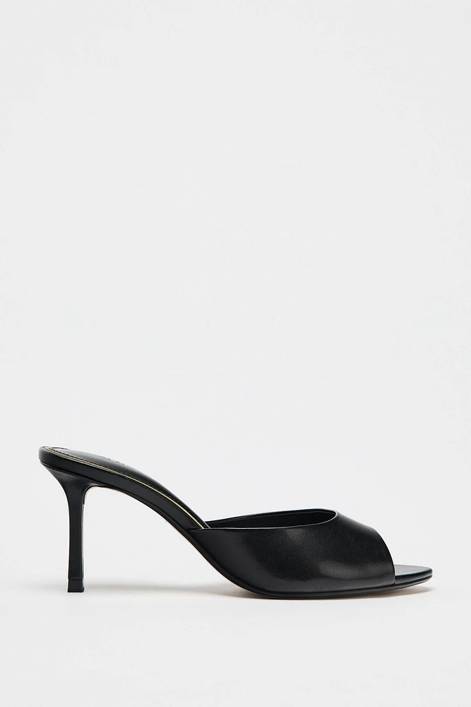 LEATHER HEELED MULES