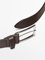 Leather belt with buckle