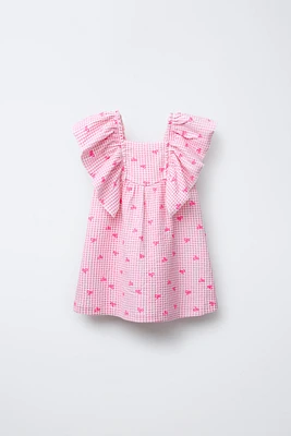 PRINTED RUFFLE DRESS
