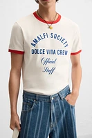 T-SHIRT RIB CONTRASTE INSCRIPTION