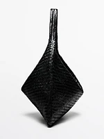 Nappa leather woven maxi tote bag
