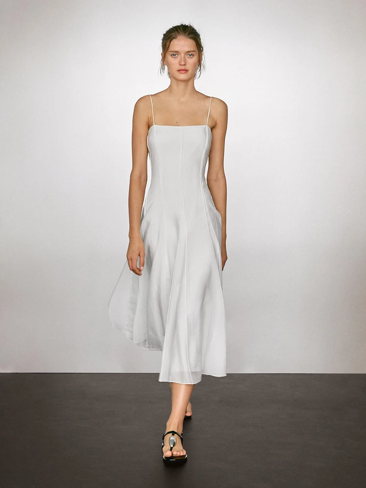 Robe midi bretelles fluide