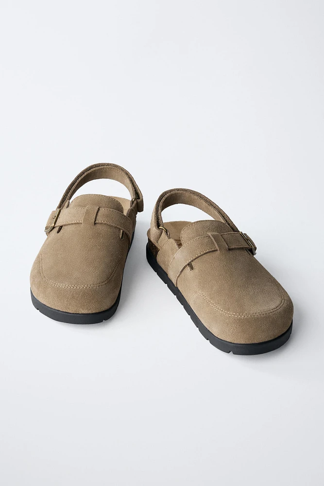 SPLIT LEATHER CLOGS