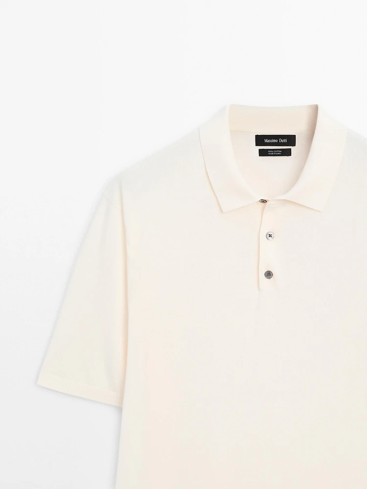 Short sleeve cotton knit polo shirt