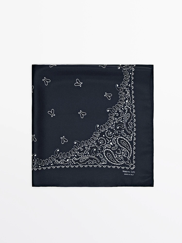 Bandana à imprimé cachemire 100 % soie