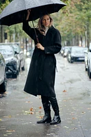 LONG BELTED WOOL BLEND COAT