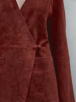Kimono cache-cœur en cuir et daim