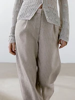 Pinstriped wide-leg linen trousers