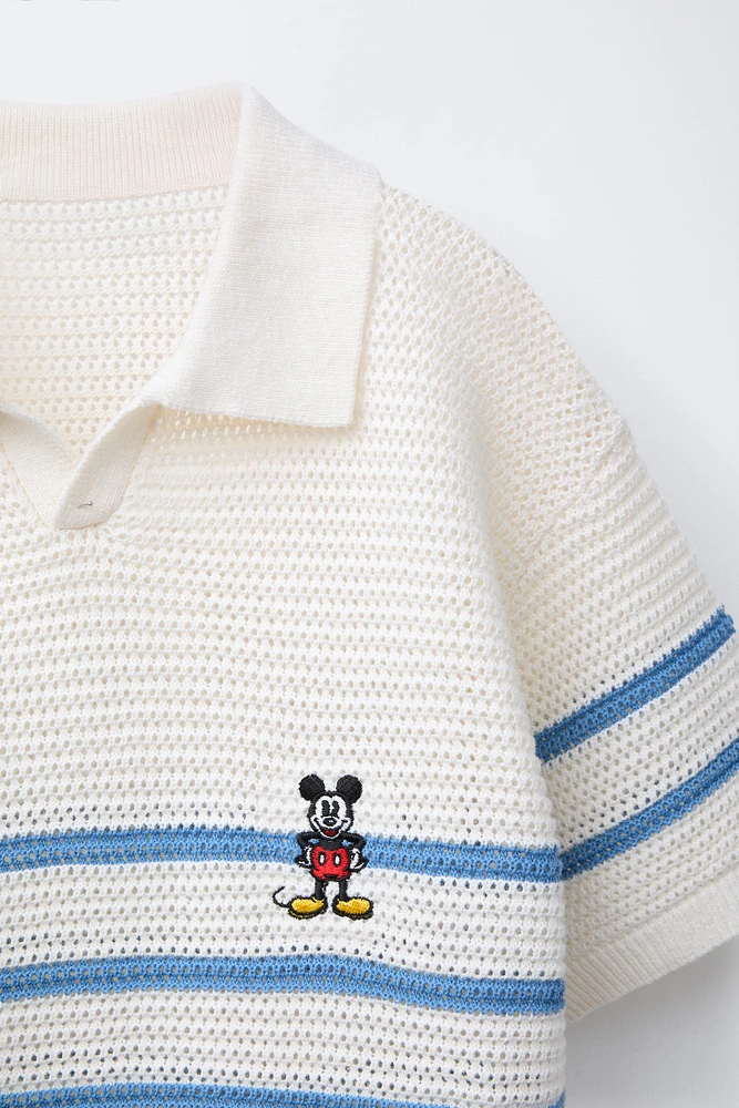 MICKEY MOUSE © DISNEY KNIT COTTON LINEN POLO SHIRT