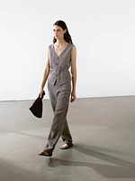 100% linen flecked trousers