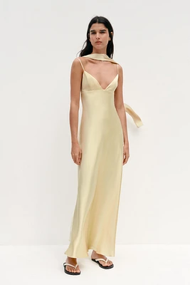 SATIN EFFECT FOULARD DRESS