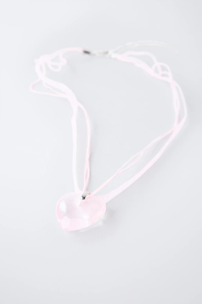 HEART ORGANZA CORD NECKLACE
