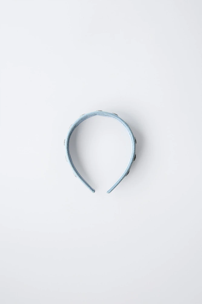 SERRE-TÊTE EN DENIM À CLOUS