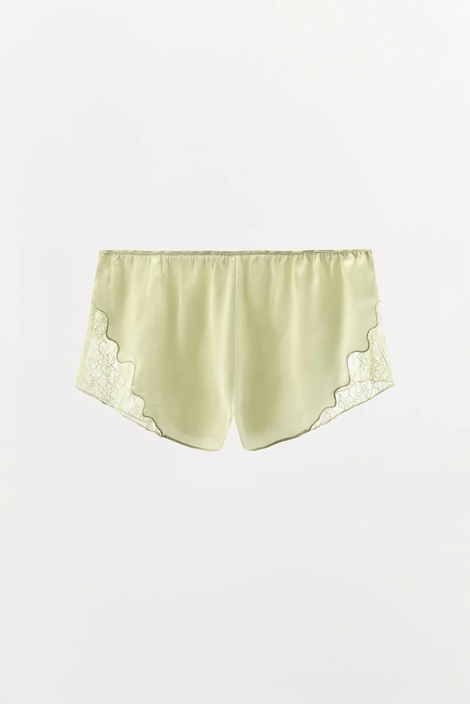 LACE TRIM PAJAMA SHORTS