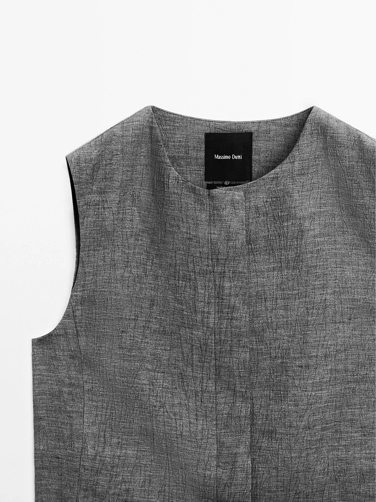 Veste courte sans manches lin