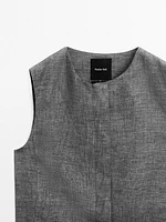 Veste courte sans manches lin