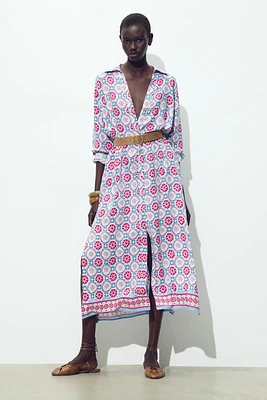 ROBE MIDI IMPRIMÉE CEINTURE