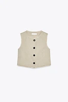 LINEN FRAYED RUSTIC VEST
