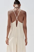 TEXTURED FLOWY LONG JUMPSUIT