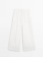 Pantalon de tailleur à pinces 100 % lin
