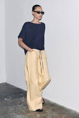 GATHERED COTTON T-SHIRT