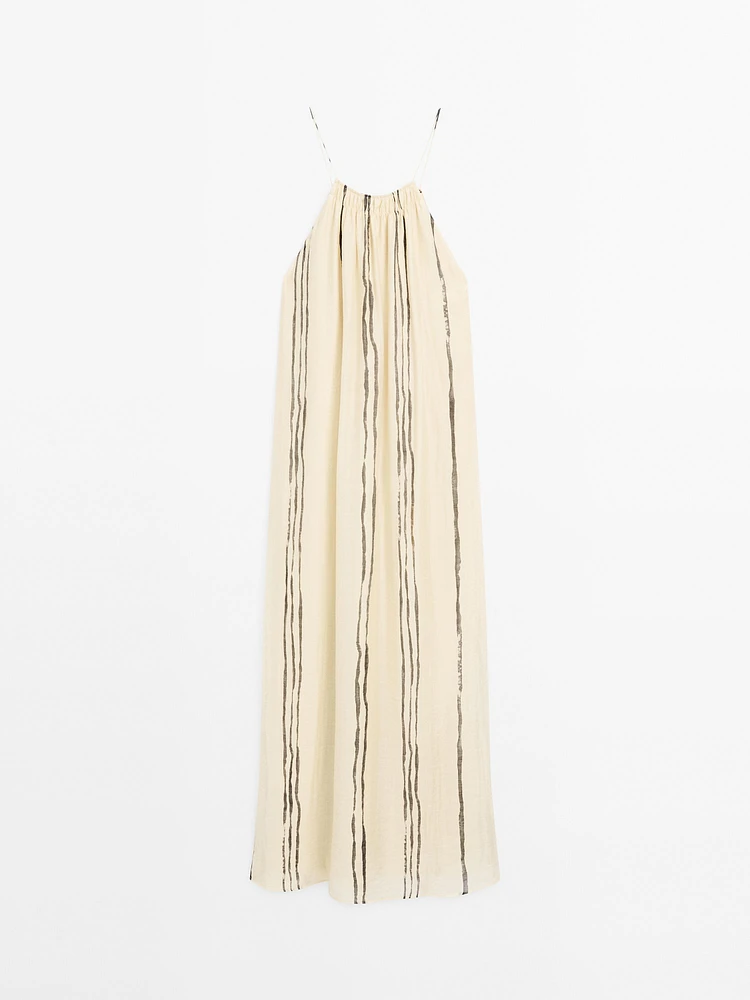 Robe midi fluide imprimé à rayures