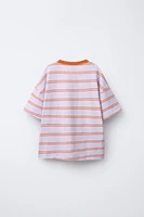 STRIPED AND TEXT T-SHIRT