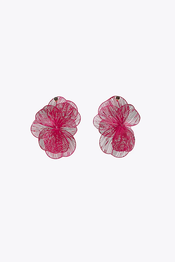 BOUCLES D'OREILLES FLEUR BORDURE CONTRASTÉE