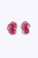 BOUCLES D'OREILLES FLEUR BORDURE CONTRASTÉE