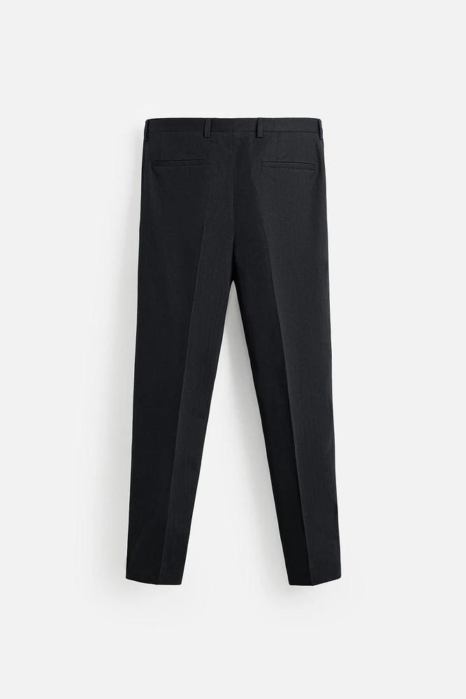 PANTALON DE COSTUME À CHEVRONS LIN ET COTON