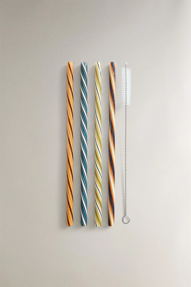LOT PAILLES VERRE SPIRALE (LOT DE 4)
