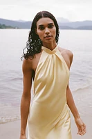 SATIN HALTER MIDI DRESS