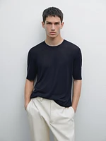 Short sleeve fine knit sweater