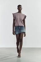 WASHED EFFECT RUFFLE T-SHIRT