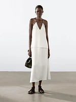 Satin midi skirt with trims