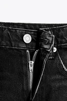 CURVED HIGH-WAISTED DENIM SHORTS