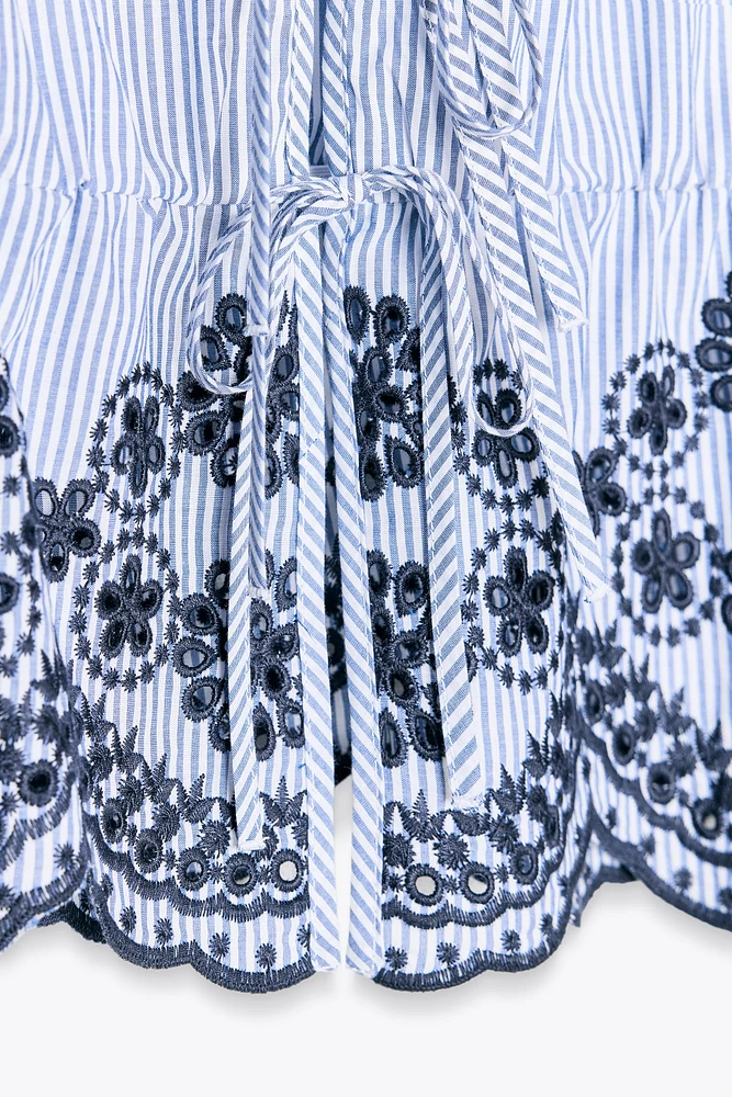 STRIPED EMBROIDERED TOP