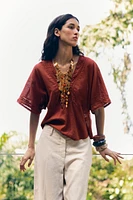 LINEN ENTREDEUX TOP