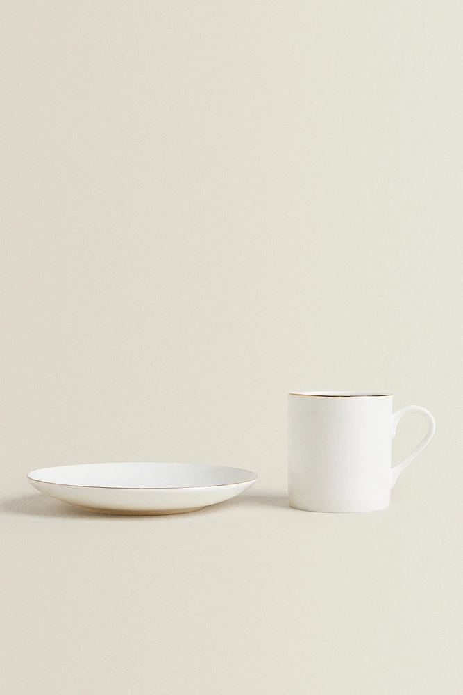 TASSE À CAFÉ AVEC SOUCOUPE PORCELAINE BONE CHINA BORD