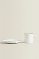 RIMMED BONE CHINA COFFEE CUP AND SAUCER