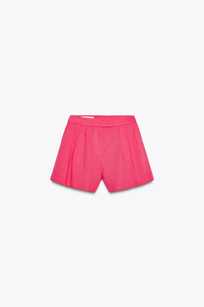 LINEN PLEATED SHORTS