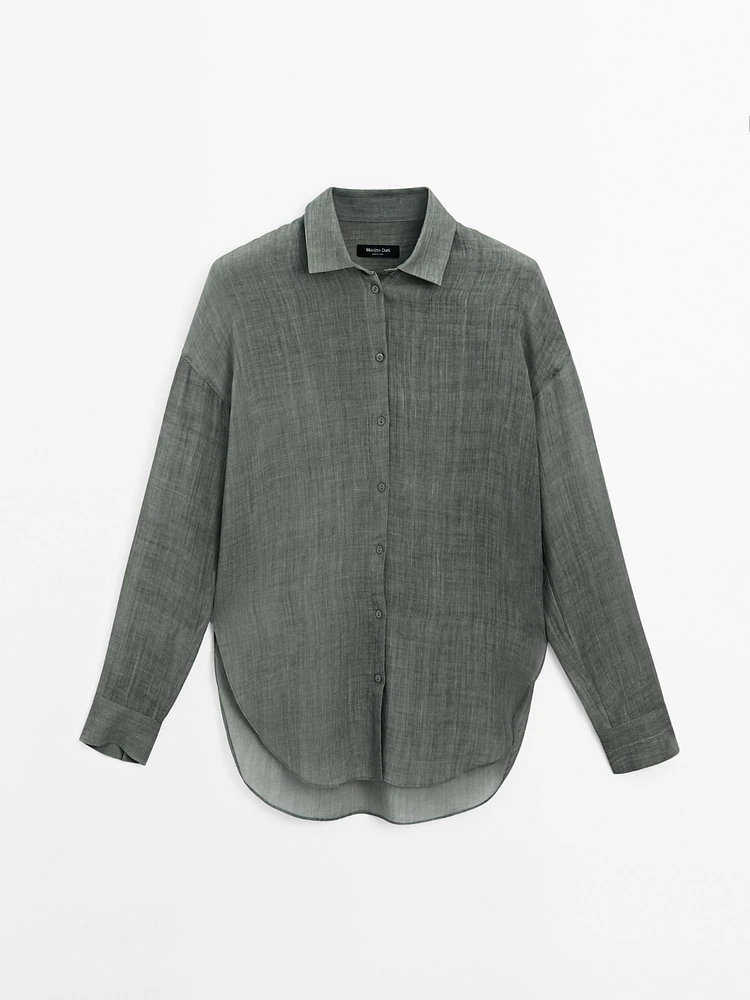Flowing maltinto ramie blend shirt