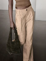 Flowing 100% linen trousers with darts