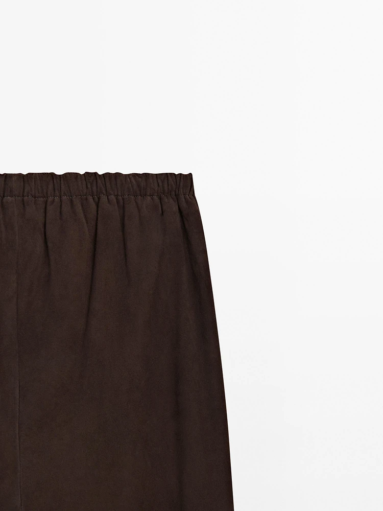 Suede leather parachute trousers