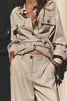 LINEN BLEND STRAIGHT PANTS