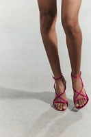 SATIN EFFECT HEELED SANDALS