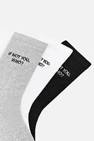 3-PACK OF TEXT SOCKS