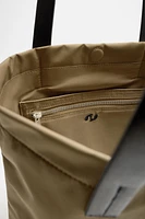 FABRIC AND LEATHER SHOPPER BAG